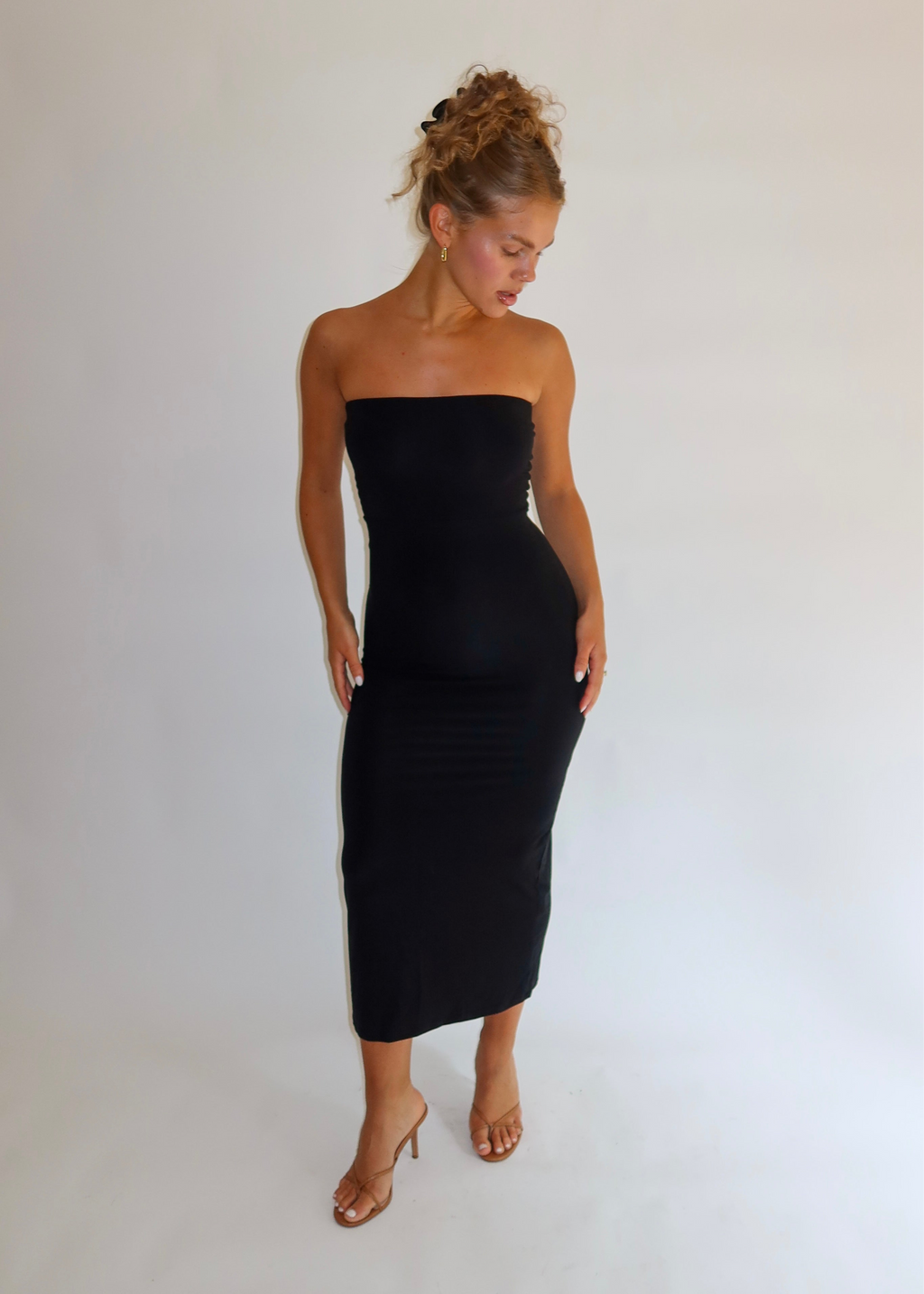 Strapless Midi Dress Black XXL