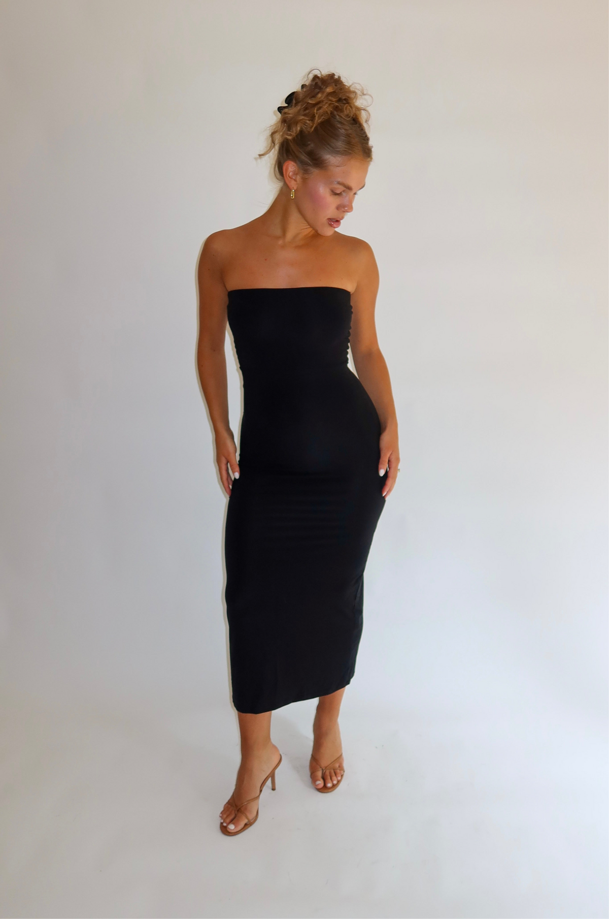 Strapless Midi Dress Black